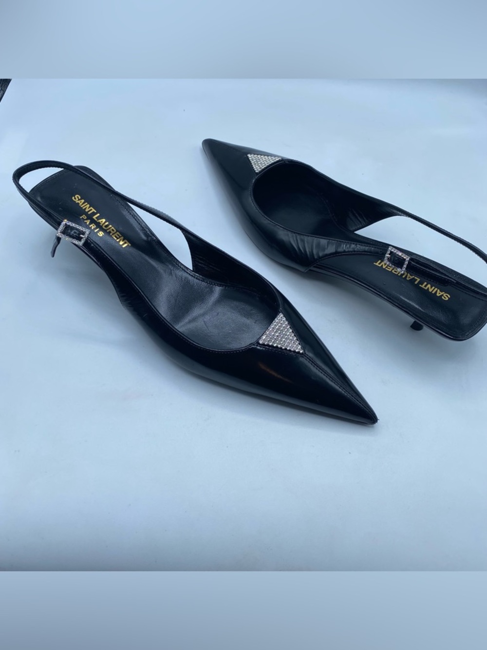 Saint Laurent Cherish Slingback Pumps with Crystal Accents - Picture 9 of 16